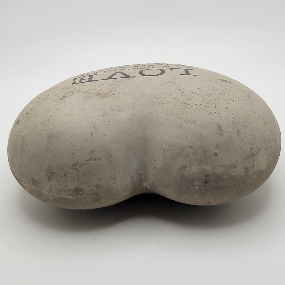 Apropos Heart Stone Decor LOVE Quote Concrete Paperweight 5x5 Farmhouse - Picture 4 of 8